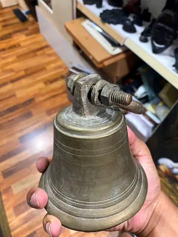 Antique brass Bell with Mounting Bracket - 12cm height