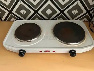 Double electric hot plate cooker - white, functional