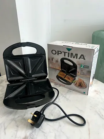 Optima Electric Sandwich Maker / Grill – Black, Used Once