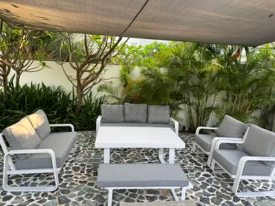 Outdoor 6-piece Garden Sofa Set with Coffee Table and Bench - Grey