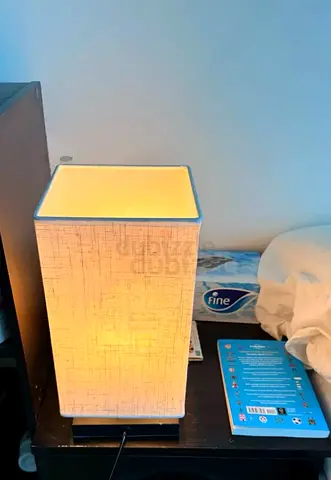 Bedside table lamp with fabric shade - working, good condition (20 AED)