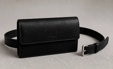 PRADA Saffiano Leather Belt Bag / Waist Bag – Black – Excellent Condition