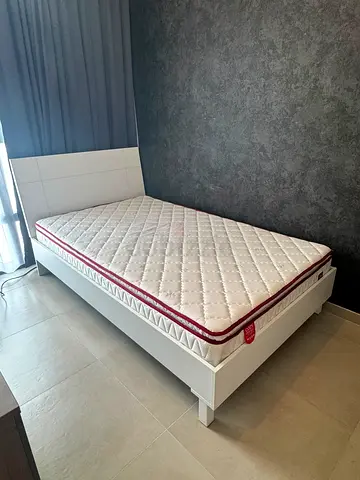Single white bed frame with mattress - good condition
