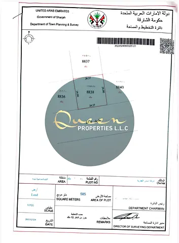 Residential Investment Plot for Sale in Al Balida 1 Sharjah Suitable for Building Two Attached Villas 6286 Sq Ft Approved Ground Floor and Two Floors