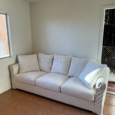 White 3-Seater Sofa bed with Removable Covers - Good Condition