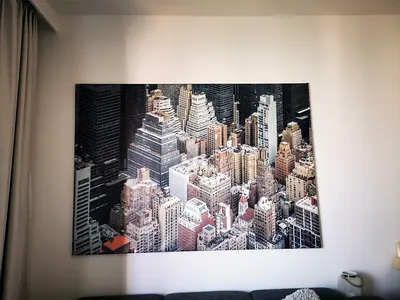 Large cityscape canvas wall art - 200x140cm (approx) in good condition