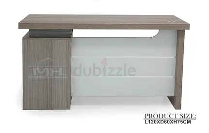 Modern Office Desk with Side Storage - 120x60x75cm, Grey Wood