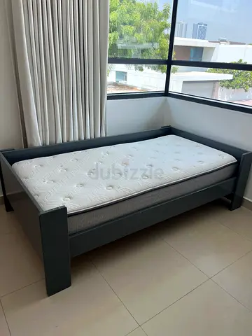 Single size wooden bed frame with mattress - good condition