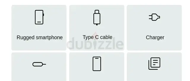 Rugged smartphone with Type-C cable and charger - open but still brand new