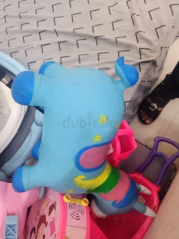 Blue inflatable/soft ride-on rocking horse for toddlers