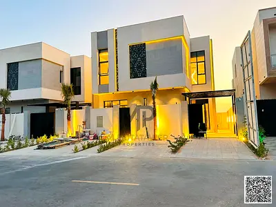 A luxurious villa including electricity, water, and central air conditioning, located directly opposite a mosque and on a main street, with modern des