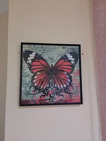 Framed Butterfly Wall Art – Square Print in Black Frame ( HOME CENTER)
