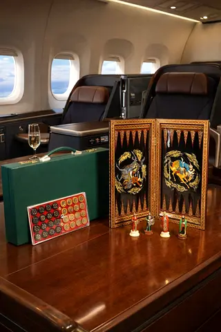 (Discount price)Handcrafted backgammon Set with Decorative Figurines and Coin Set