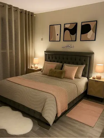 Queen upholstered bed frame with headboard in grey