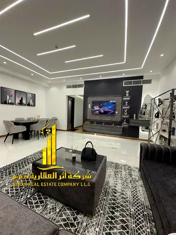 شقة فخمة غرفة وصالة اطلالة مفتوحة مفروشة فرش جديد للايجار الشهرى بعجمان - البستان - ستار تاور