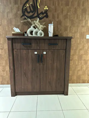 Compact Wooden Storage Cabinet / Sideboard - Dark Oak Finish