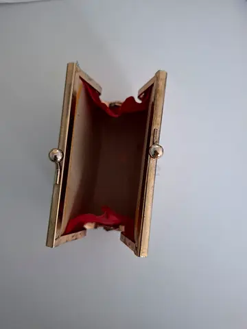 Small vintage metal-frame coin purse / change wallet - red interior