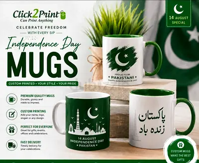 Set of 3 Custom Independence Day Coffee Mugs (Pakistan themed)