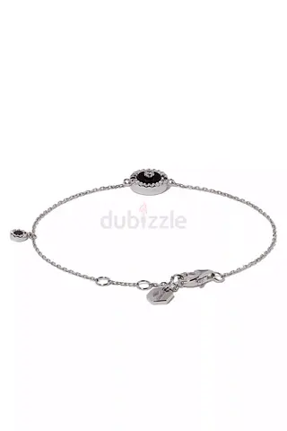 Marli Delicate sterling silver bracelet with black stone charm
