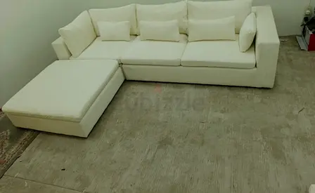 West elm sofa with footstool