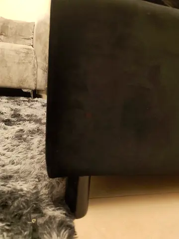 Black Upholstered Double Bed with Headboard and Mattress (almost Brand New)