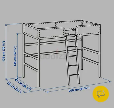 Ikea Loft Bed Frame (Raised Single/Double Size) including IKEA mattress - Good Condition