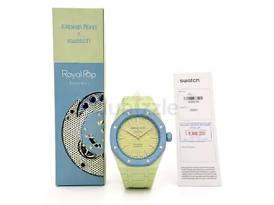 Swatch Royal Pop automatic Blue Acht silicone wristwatch with box