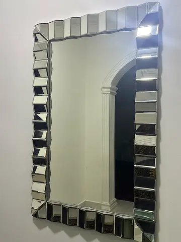 Classifieds: Large Rectangular Faceted Wall Mirror — Decorative Silver ...
