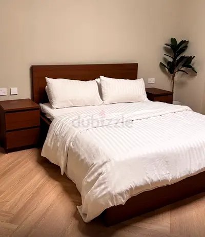 IKEA Malam Wooden queen Bed Frame with Matching Nightstands - Good Condition