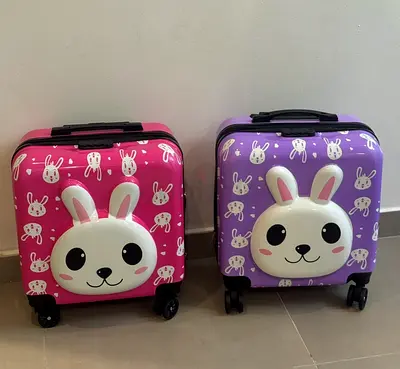Pair of Kids Bunny Hard-Shell Suitcases (Pink & Purple) -