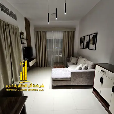 Luxury apartment, first occupancy, one bedroom and living room with a balcony and open view. Ajman, Al Jurf 2. for monthly rent.