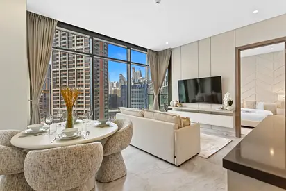 1BR in Peninsula | Burj Khalifa View | Sofa Bed | All Bills Included