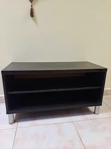 Small black TV stand / media console with open shelves