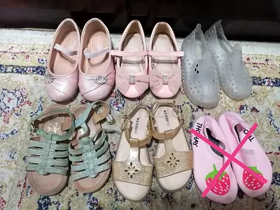 Bundle of small girls shoes take all for 35aed