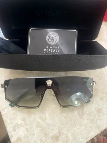 Versace Shield Visor Sunglasses - Black/Green, Like New