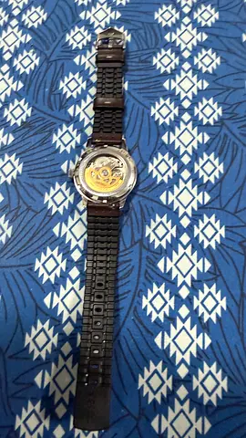 Seiko presage green dial Mechanical men's wristwatch with visible movement metal and silicone strap