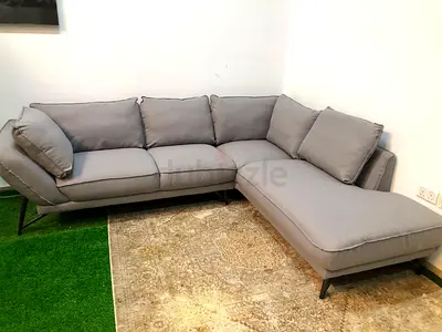 Gray fabric corner sectional L shape sofa