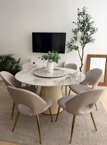 Marble Round Dining Set+ 6 chairs