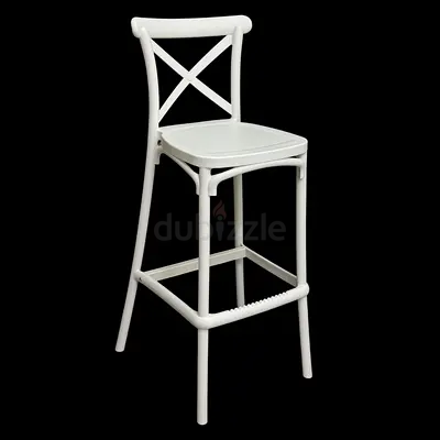 White Cross-back Bar Stool with Footrest