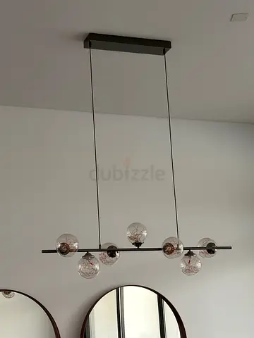 Modern Linear Pendant Light with Globe Bulbs - Black Finish