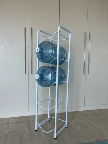 Standing water rack holder for 5x 18L bottles - white metal