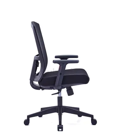 Ergonomic Black Office Chair with Adjustable Armrests and Mesh Back