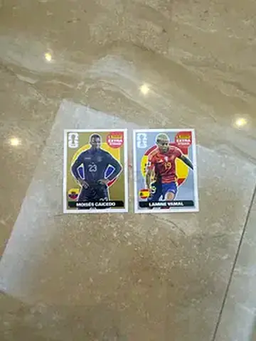 Panini Lamine Yamal Silver Extra Sticker + Panini Moises Caicedo Gold Extra Sticker