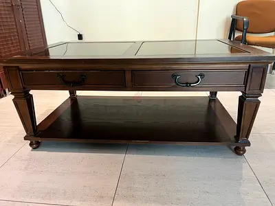 Wooden Table with Mirrored Top