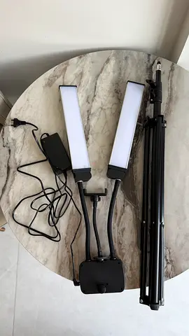 Dual LED Panel Light Kit with Tripod and Power Adapter Perfect Condition