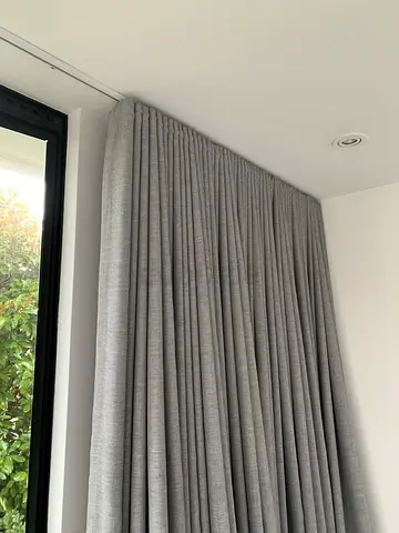 Light grey full-length fabric curtains - ready to hang