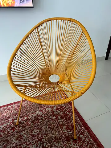 Yellow Woven Rope Accent Chair - Lightweight Indoor/Outdoor Seat