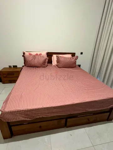 Wooden Bed Frame with Storage Drawers