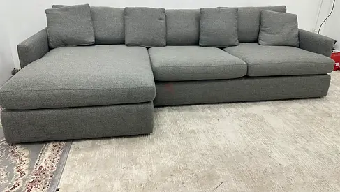 Almost brand new crate&barrel grey color lshape sofa