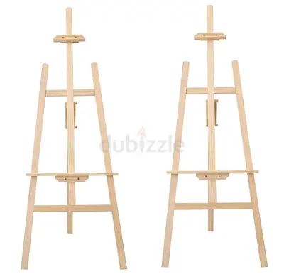 Pair of Wooden Artist Easels — Adjustable Studio Easels (Set of 2)